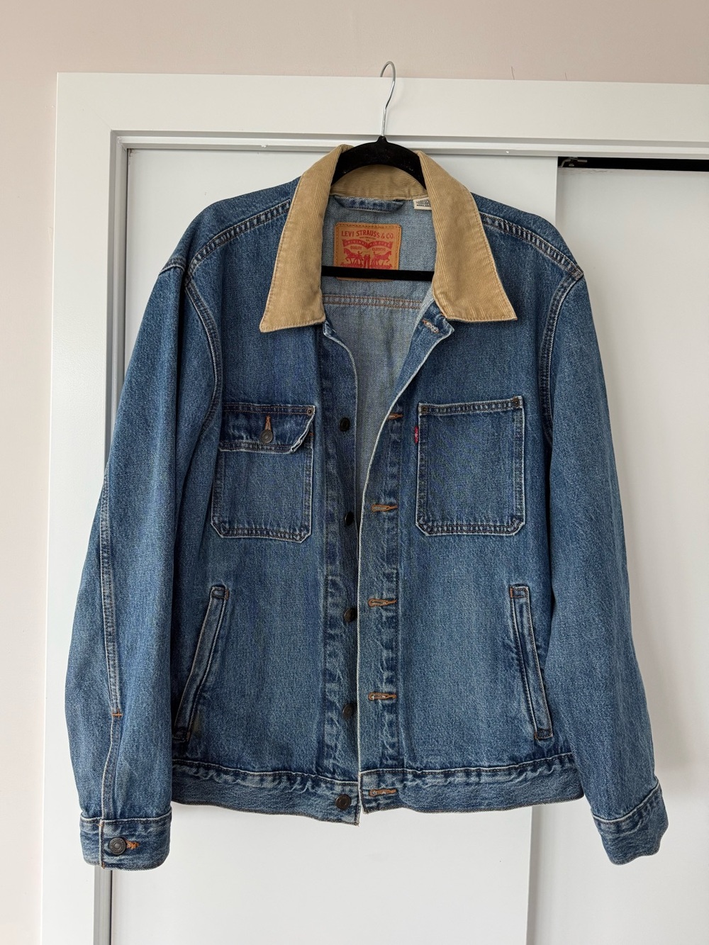 Levi's Blue Denim Jacket with Tan Collar